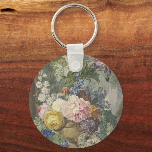 Blumenstrauß in einer vaas mit vogelnest sleutelhanger (Voorkant)