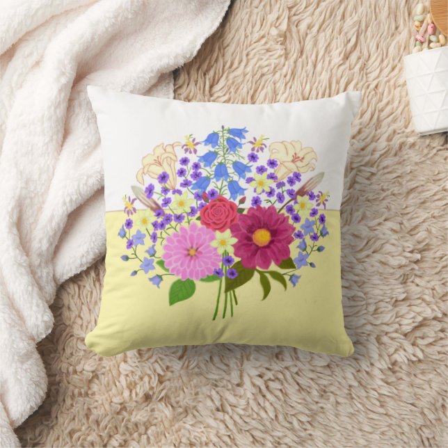 Blumenstrauss Two-Tone Throw Pillow Kussen (Deken)