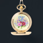 Blumenstrauss Yellow Necklace Watch Horloge<br><div class="desc">A pocket watch with an image of a beautiful flower bouquet. The background,  image and text can be modified. Original artwork by W.B.</div>