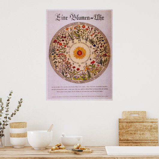 Blumenuhr Flower Clock Poster2 Poster (Keuken)