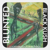 BLUNTED BLACK KUSH VIERKANTE STICKER (Voorkant)