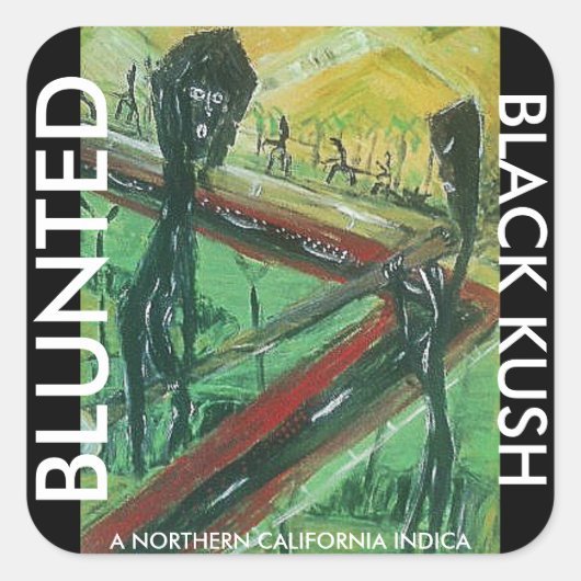 BLUNTED BLACK KUSH VIERKANTE STICKER (Voorkant)