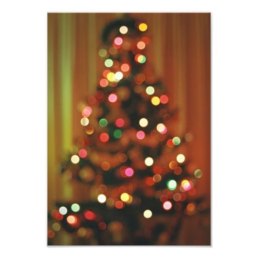 Blurale kerstboomverlichting foto afdruk (Voorkant)