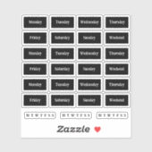 Blurbs. Dagen van de week - Mono Sticker (Vel)