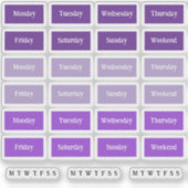 Blurbs. Dagen van de week - Paarse tinten Sticker (Voorkant)