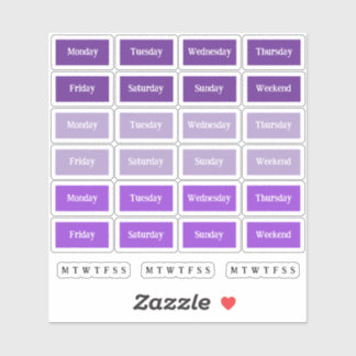 Blurbs. Dagen van de week - Paarse tinten Sticker
