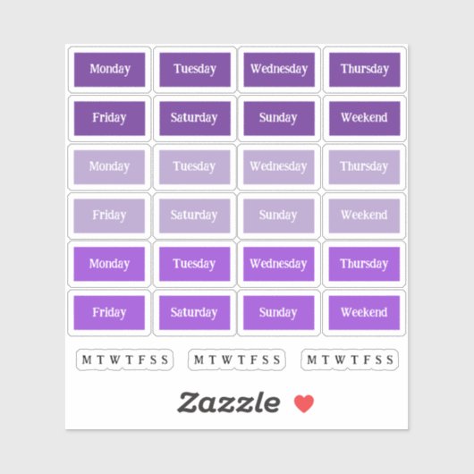 Blurbs. Dagen van de week - Paarse tinten Sticker (Vel)