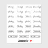 Blurbs. Dagen van de week - Transparant (DEUTSCH) Sticker (Vel)