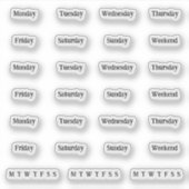 Blurbs. Dagen van de week - transparant Sticker (Voorkant)