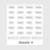 Blurbs. Dagen van de week - transparant Sticker (Vel)