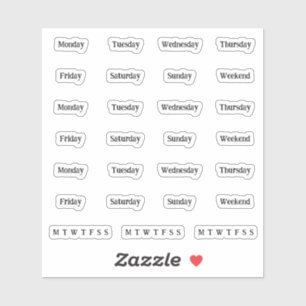 Blurbs. Dagen van de week - transparant Sticker