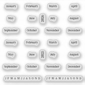 Blurbs. Maanden van het jaar 2025 2026 - transpara Sticker (Voorkant)