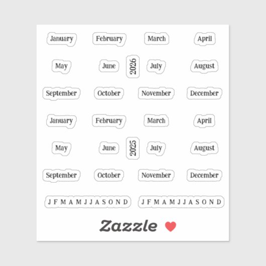 Blurbs. Maanden van het jaar 2025 2026 - transpara Sticker (Vel)