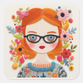 Blurbs. Redhead Girl Nerd Sticker (Voorkant)