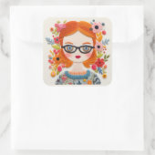 Blurbs. Redhead Girl Nerd Sticker (Tas)