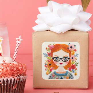 Blurbs. Redhead Girl Nerd Sticker