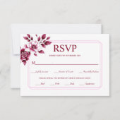 Blurgundy bloemstuk driedubbele grens bruiloft RSVP kaartje (Voorkant)