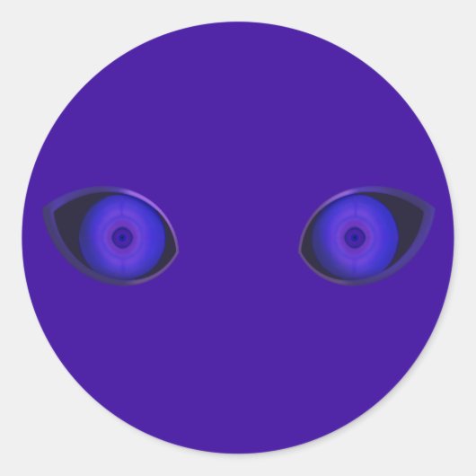 Blurple Zeer Boze Ogen Ronde Sticker (Voorkant)