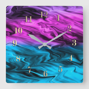 Blurred background fashionable crimson and blue vierkante klok