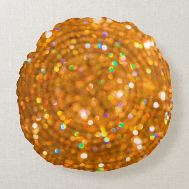 Blurred bokeh kerst gouden luxe. rond kussen (Voorkant)