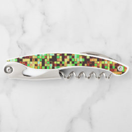 Blurred green en oranje kleine vierkantjes of tege kurkentrekker