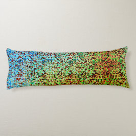 Blurred green en oranje kleine vierkantjes of tege lichaamskussen