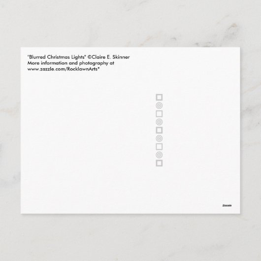 Blurred kerstlampjes feestdagenkaart (Achterkant)