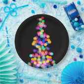 Blurred kerstlampjes papieren bordje (Feest)