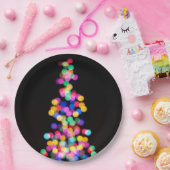 Blurred kerstlampjes papieren bordje (Feest)