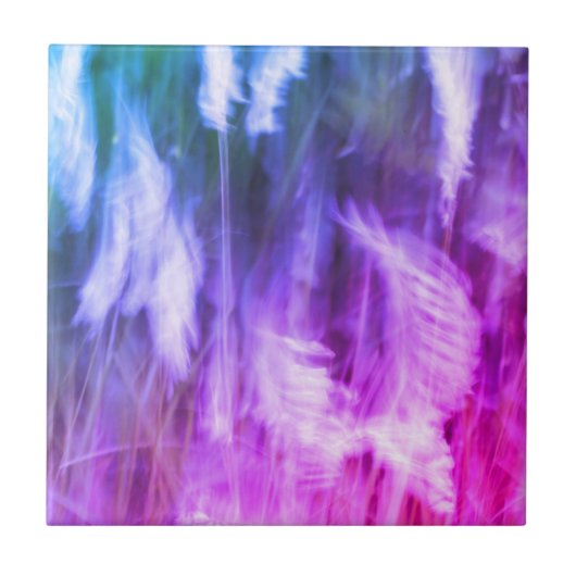 Blurred Motion Grass Natuur Abstract Art Paars Tegeltje (Voorkant)