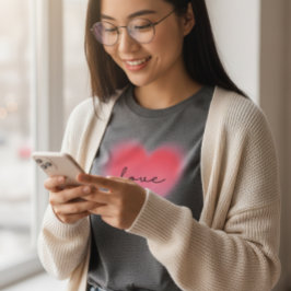Blurred Pink Heart Love Graphic T-Shirt