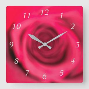 Blurred Roos Wall Clock Vierkante Klok