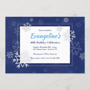 Blurred Snowflakes Invitation Kaart