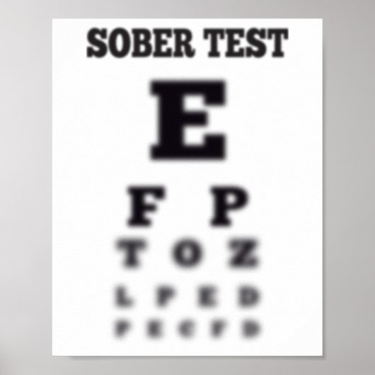 Blurred Sober Test Eye Chart Poster (Voorkant)