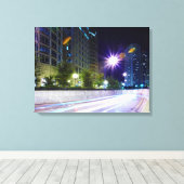Blurred Traffic at Night Canvas Afdruk (Insitu (Houten vloer))