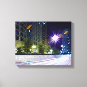 Blurred Traffic at Night Canvas Afdruk