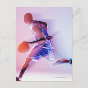 Blurred uitzicht van basketbalspeler briefkaart