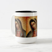 Blurred vision-maagd van de Guadalupe-Mok Tweekleurige Koffiemok (Voorkant links)