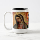 Blurred vision-maagd van de Guadalupe-Mok Tweekleurige Koffiemok (Links)