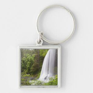 Blurred Waterfall en Forest Uitzicht in Oregon Sleutelhanger