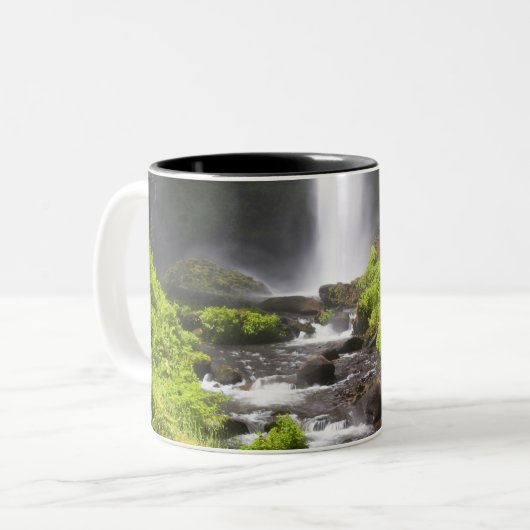 Blurred Waterfall en River Tweekleurige Koffiemok (Voorkant links)