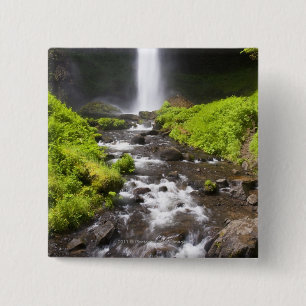 Blurred Waterfall en River Vierkante Button 5,1 Cm