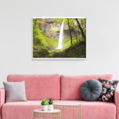Blurred Waterfall in Oregon rond Lush Greenery Canvas Afdruk (Insitu (Woonkamer))