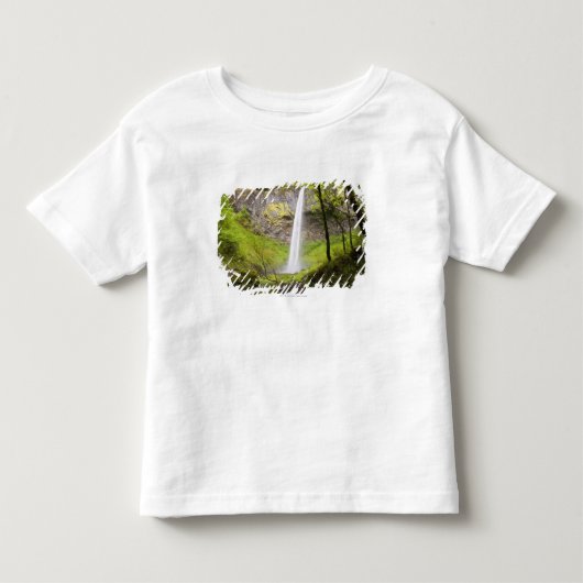 Blurred Waterfall in Oregon rond Lush Greenery Kinder Shirts (Voorkant)