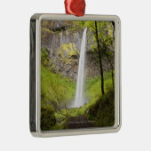 Blurred Waterfall in Oregon rond Lush Greenery Metalen Ornament (Rechts)