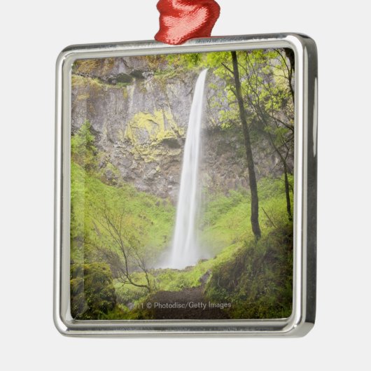 Blurred Waterfall in Oregon rond Lush Greenery Metalen Ornament (Links)