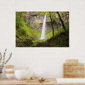 Blurred Waterfall in Oregon rond Lush Greenery Poster (Keuken)