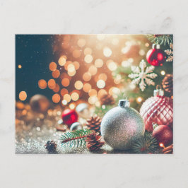 Blurry Glitter Achtergrond met Ornamenten Kerst Briefkaart