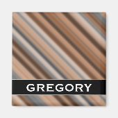 Blurry Rustic Geïnspireerd Stripes Patroon + Naam Magneet (Voorkant)