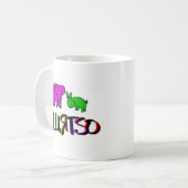 blurtso logo groen en roze koffiemok (Voorkant links)